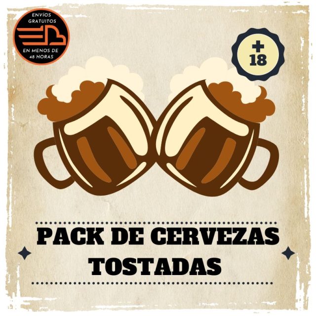 Pack de cervezas tostadas internacionales con 5 botellas, copa exclusiva de Amantes de las Cervezas y folleto informativo de estilos.